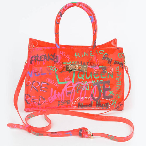 HANDBAG-Graffiti Pvc Satchel Bag