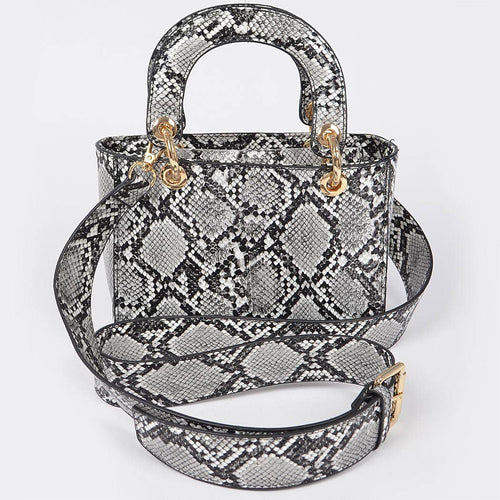 HANDBAG-Snake Print Handle Bag