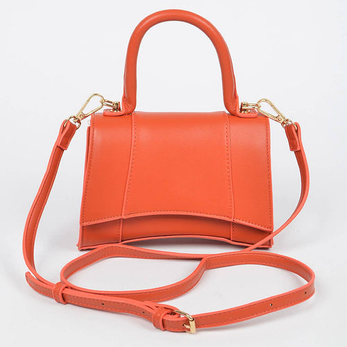 HANDBAG-Faux Leather Top Handle Bag