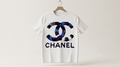 TSHIRT-FAUX CHANEL-BLUE/WHITE LOGO