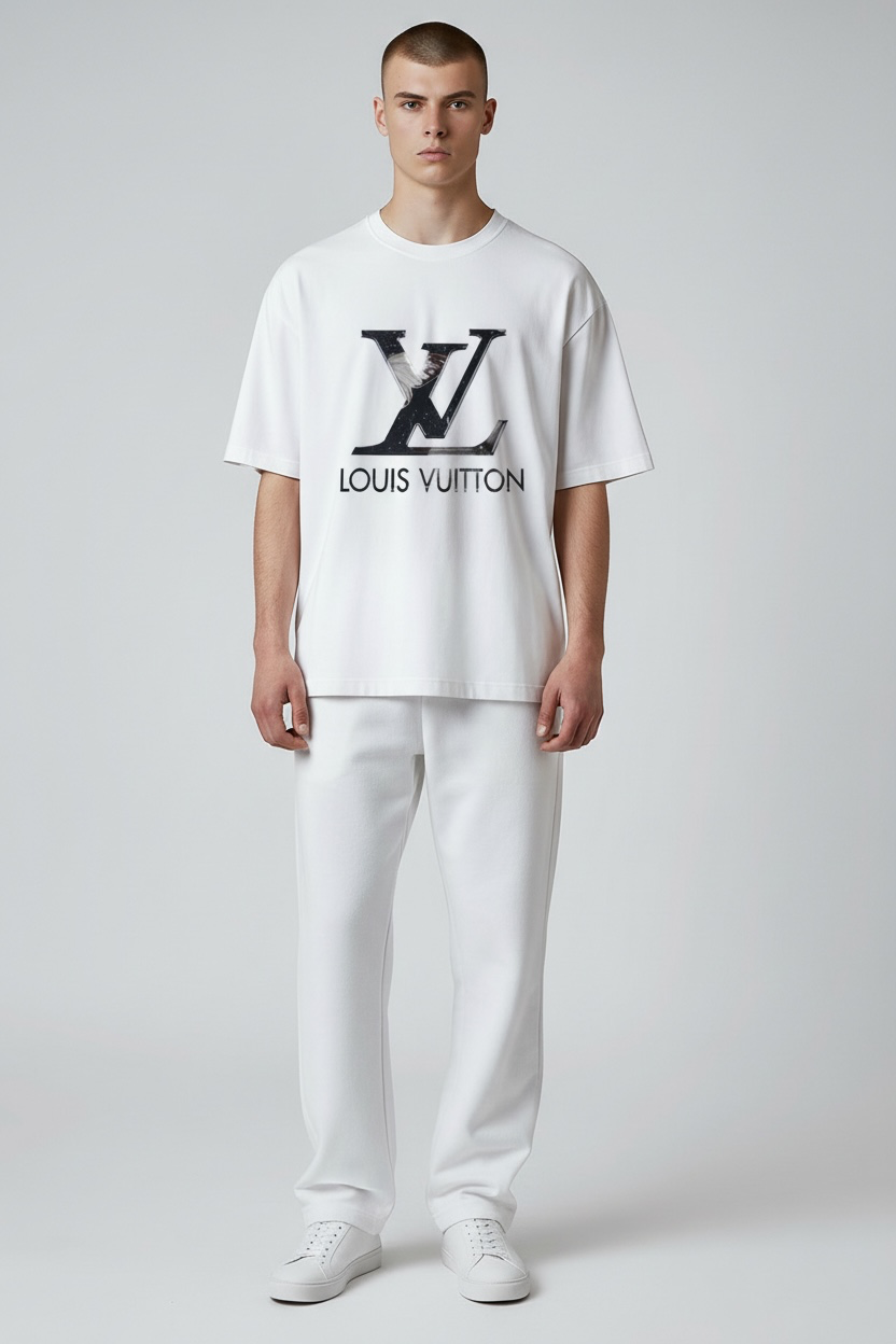 TSHIRT-FAUX-LV BLACK