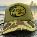 HAT-TRUCKER-GREEN CAMO-FISHER OF MEN WITH FISH AND CROSS