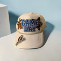 Tan Trucker Hat Blue Game Day