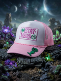 Pink/White Stay Weird Trucker Hat