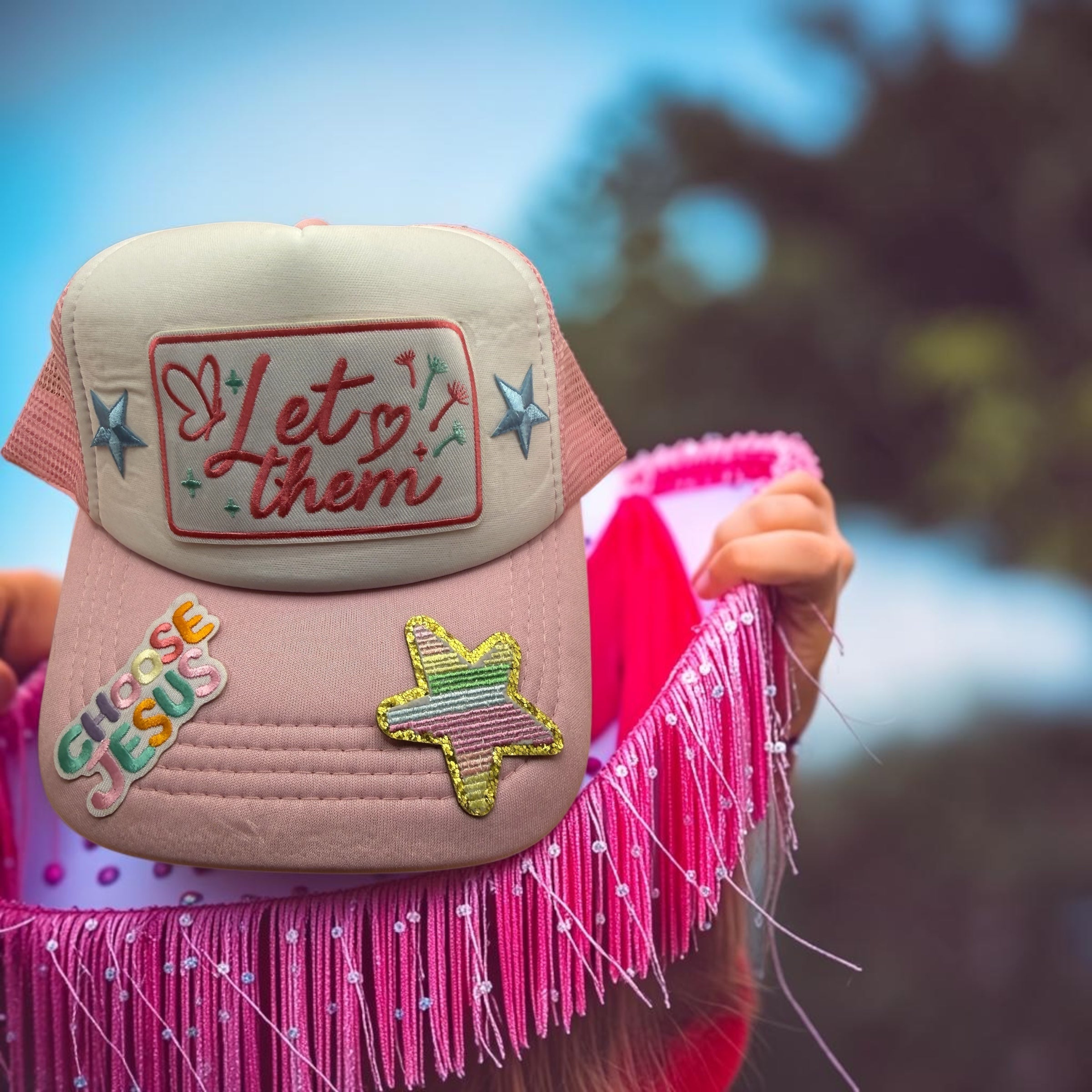 Pink/White Let Them Trucker Hat