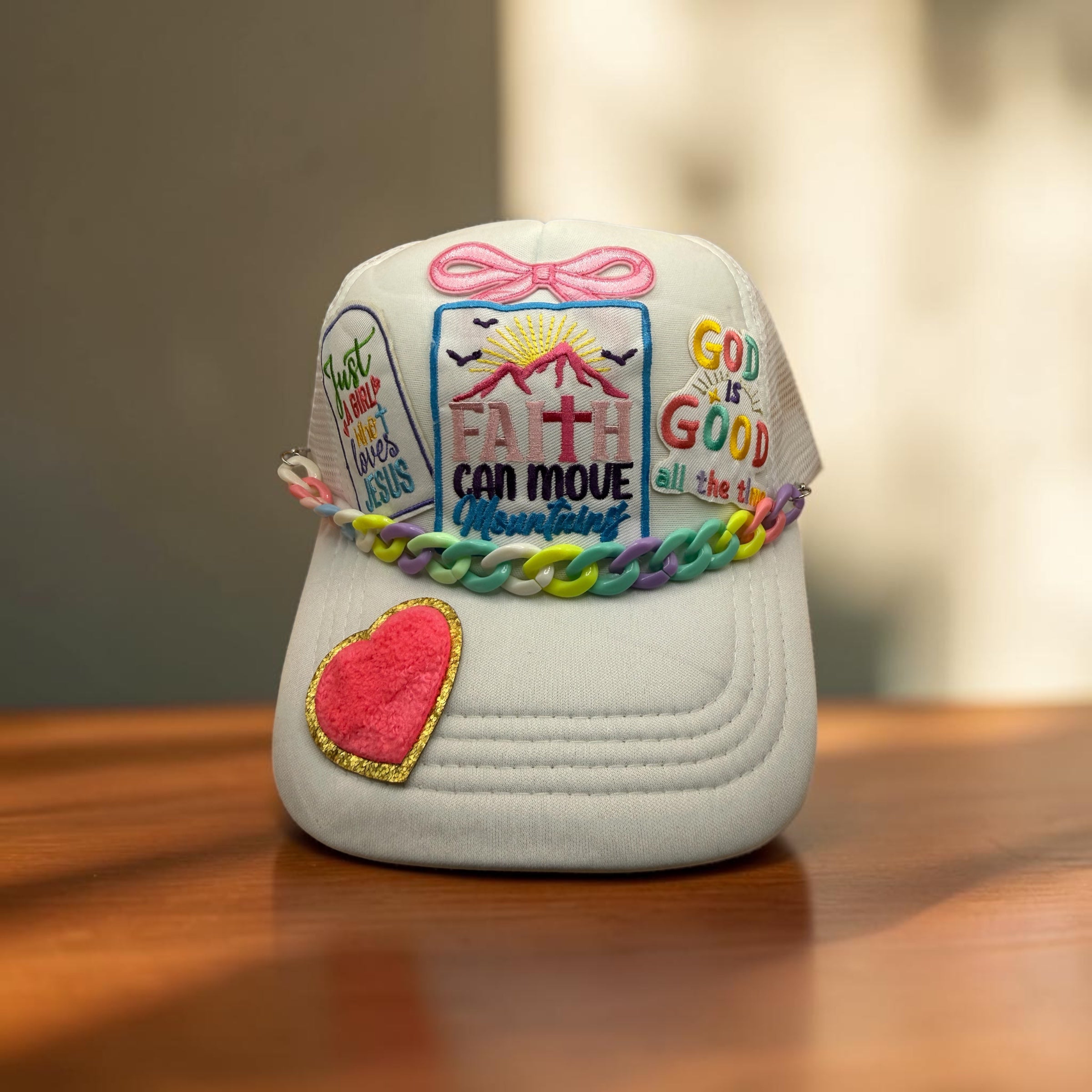White Faith Can Move Mountains Trucker Hat
