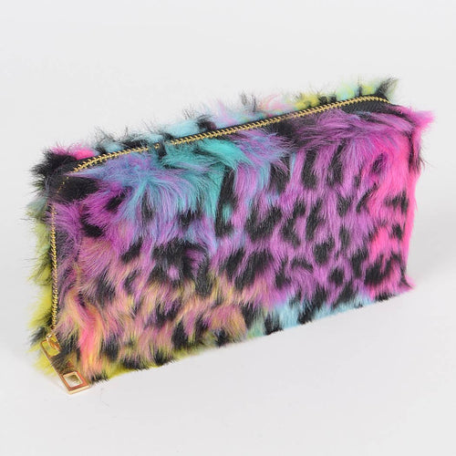 HANDBAG-Multi Color Leo Fur Wallet